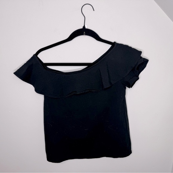 J.Crew Asymmetrical Ruffled Tank XS Black - Picture 2 of 4